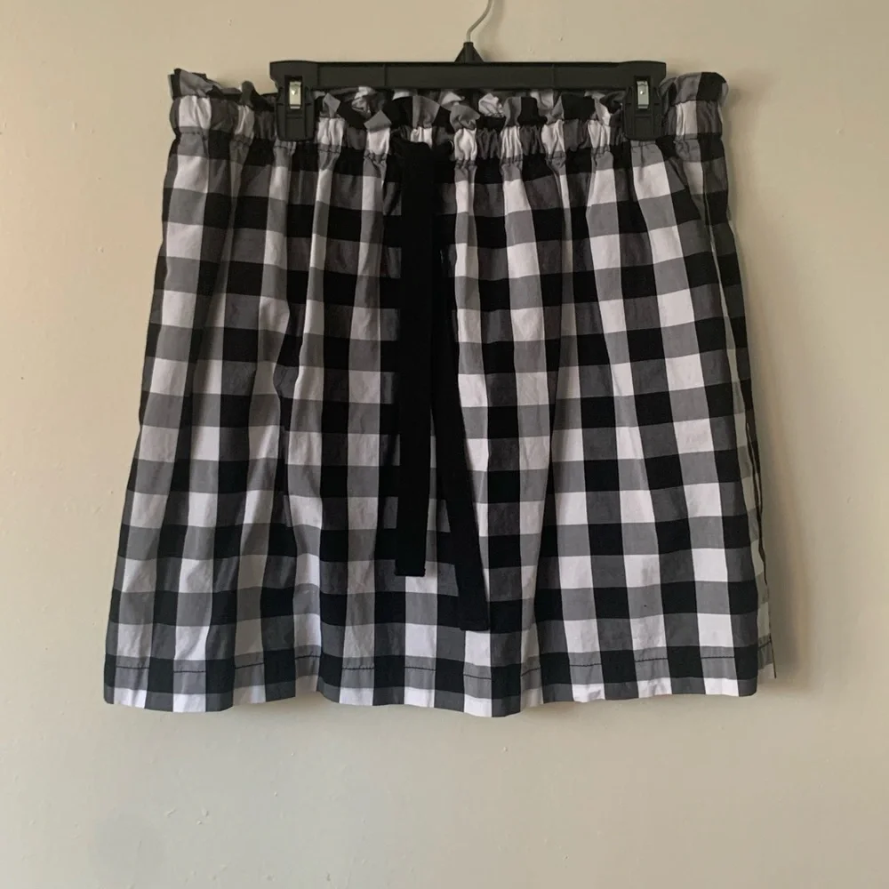 kate spade Black and White Gingham Drawstring Skirt